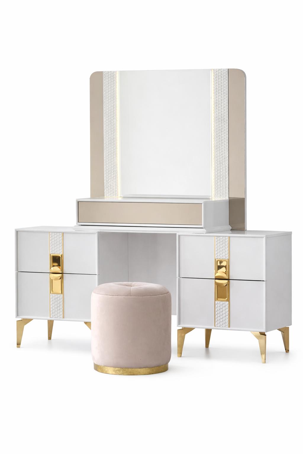 Elegant dressing table with a modern design and practical shelf