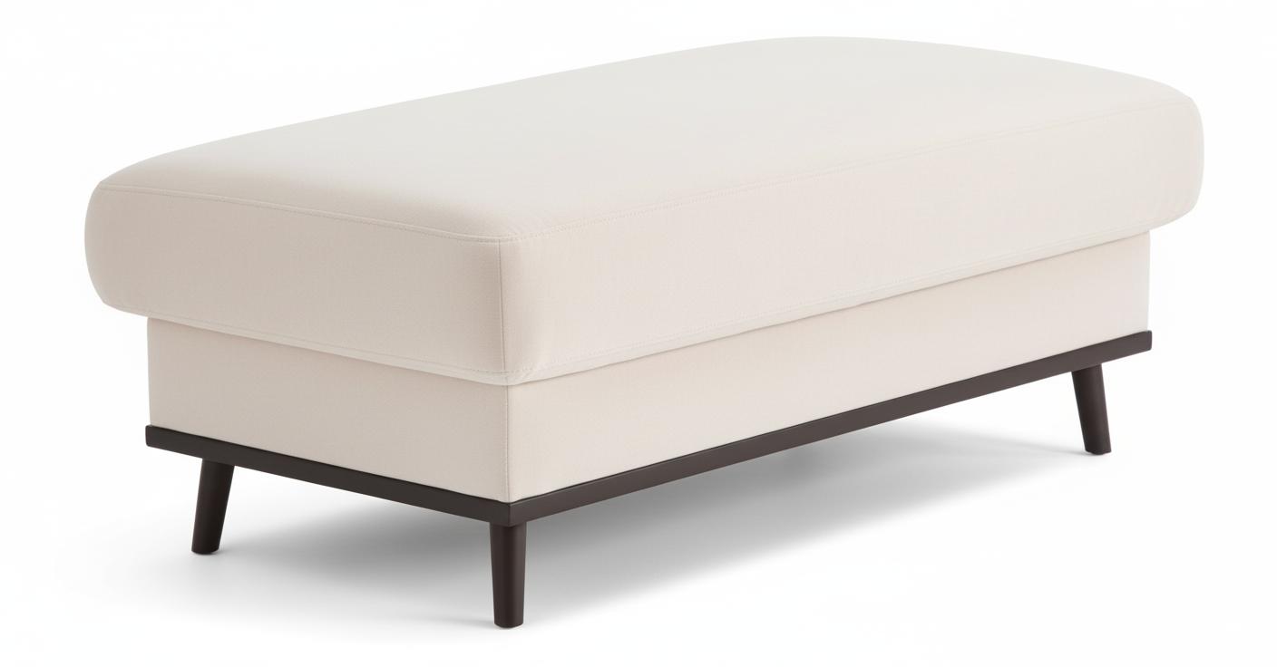 Beige rectangular soft stool comfortable footstool living room