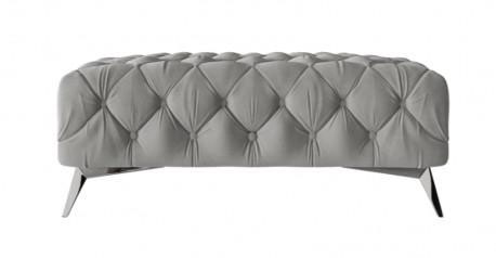 Gray Stool with Metal Legs Soft Footstool Living Room Furniture