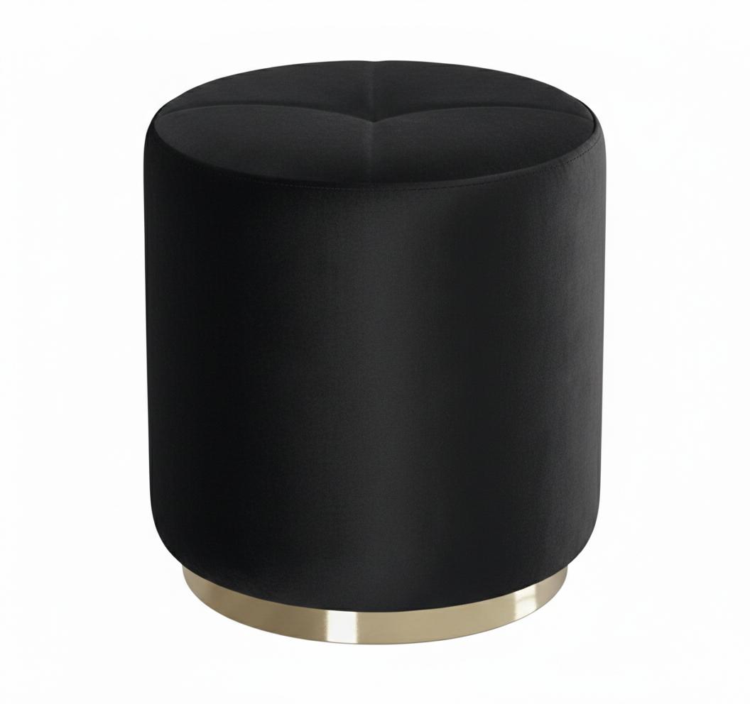 Exclusive round stool, designer upholstered stool, elegant fabric seating