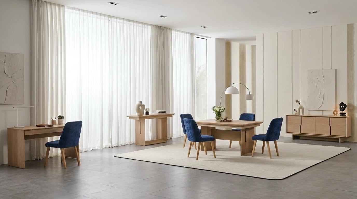 Tisch Konsole Wohnzimmer Stil modern beige rechteckig ausklappbar bequem