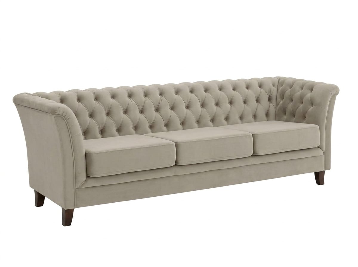 Gray 3 Seater Sofa Bed Extendable Fabric Sofa Upholstered Chesterfield