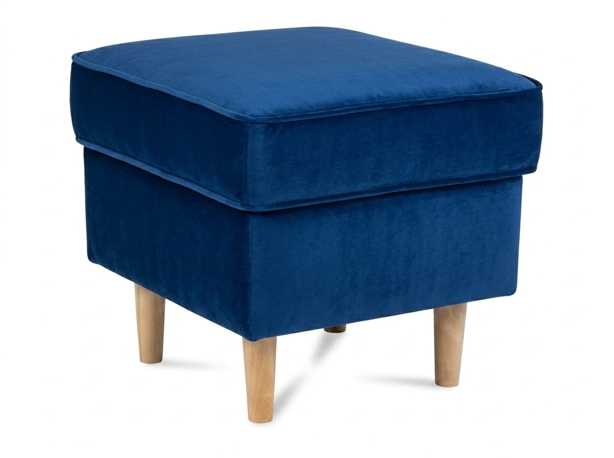 Blue textile stool soft square footstool ottoman living room furniture