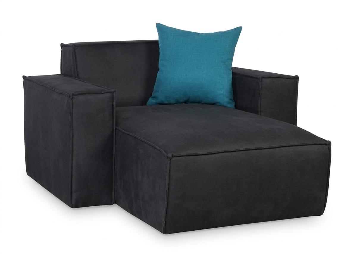 Black soft lounge chair, comfortable armchair for the living room