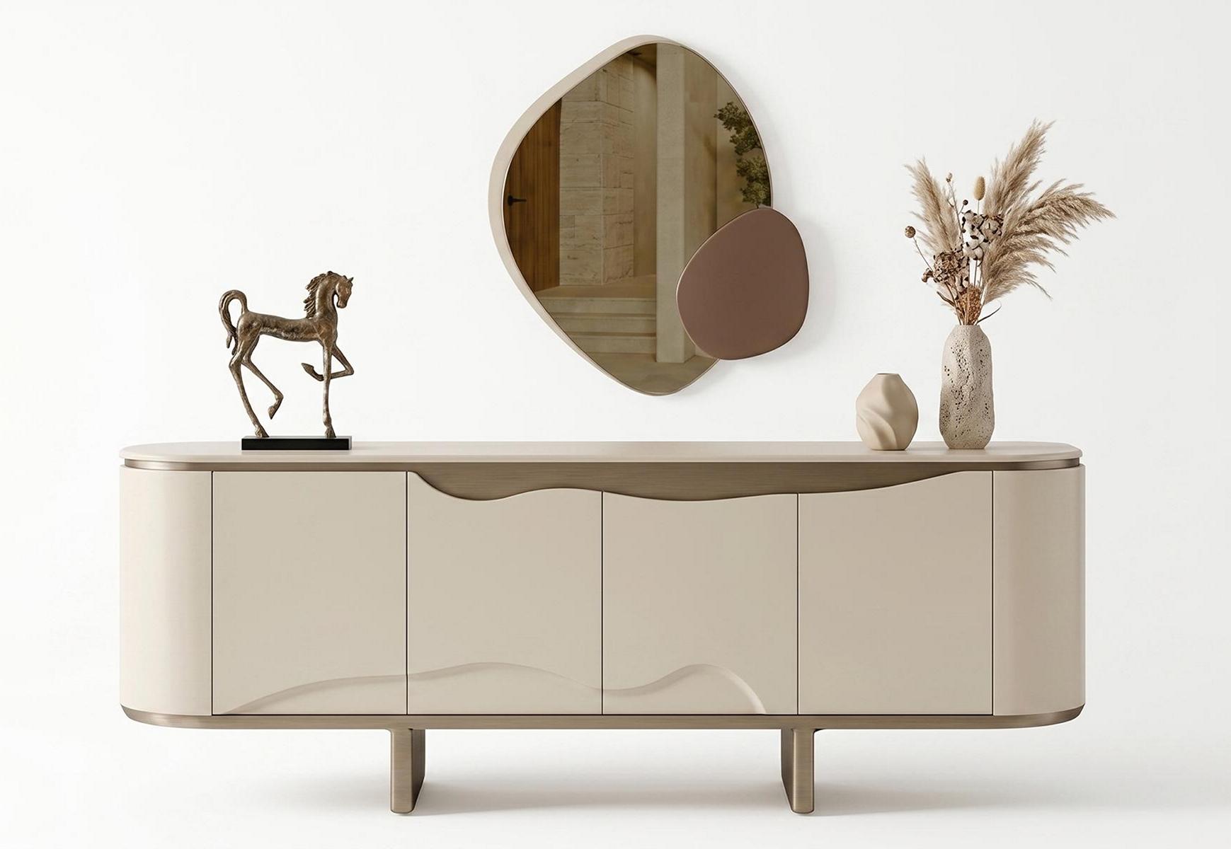 Console with mirror modern style beige elegant timeless high quality