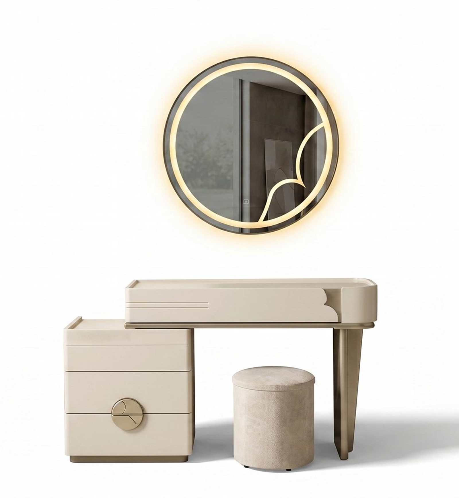 Dressing table with mirror beige modern style high-quality workmanship