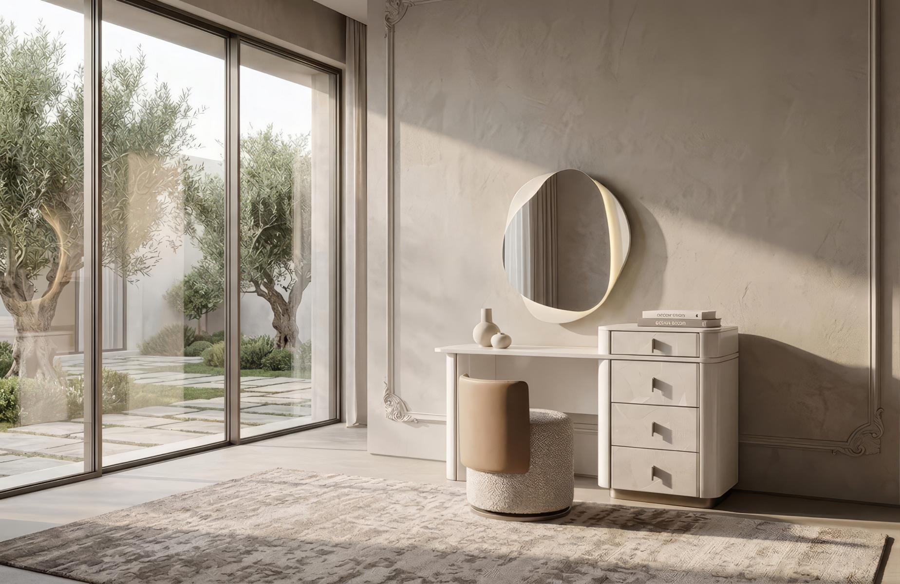 Dressing table set dressing table stool mirror modern beige luxury elegant