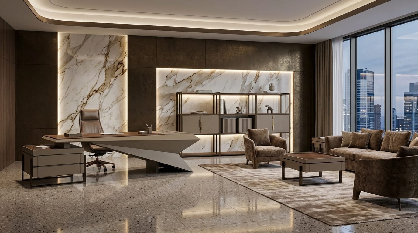 Luxury Office Set Modern Desk Sideboard Coffee Table Design