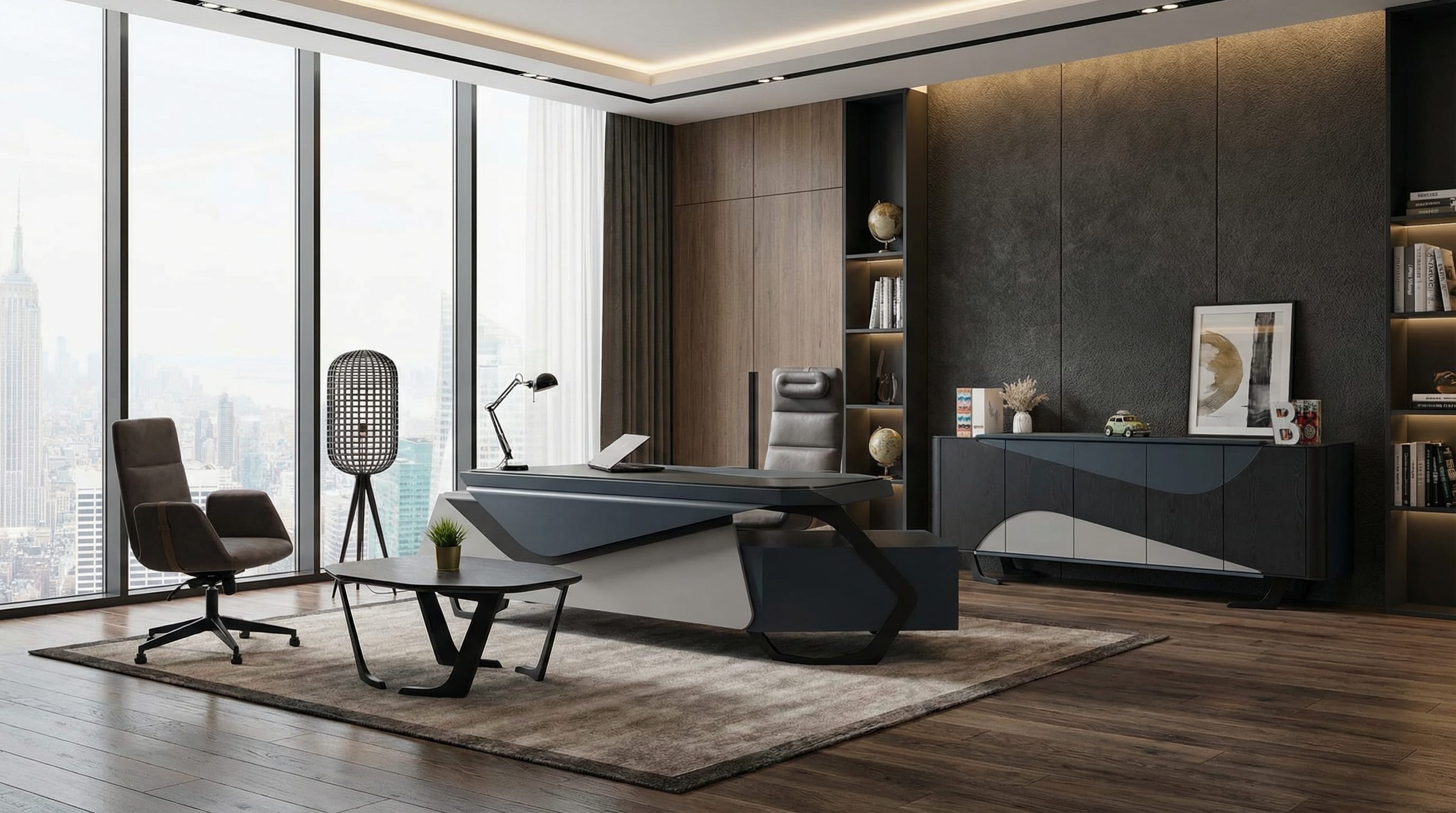 Office complete set desk sideboard coffee table design modern
