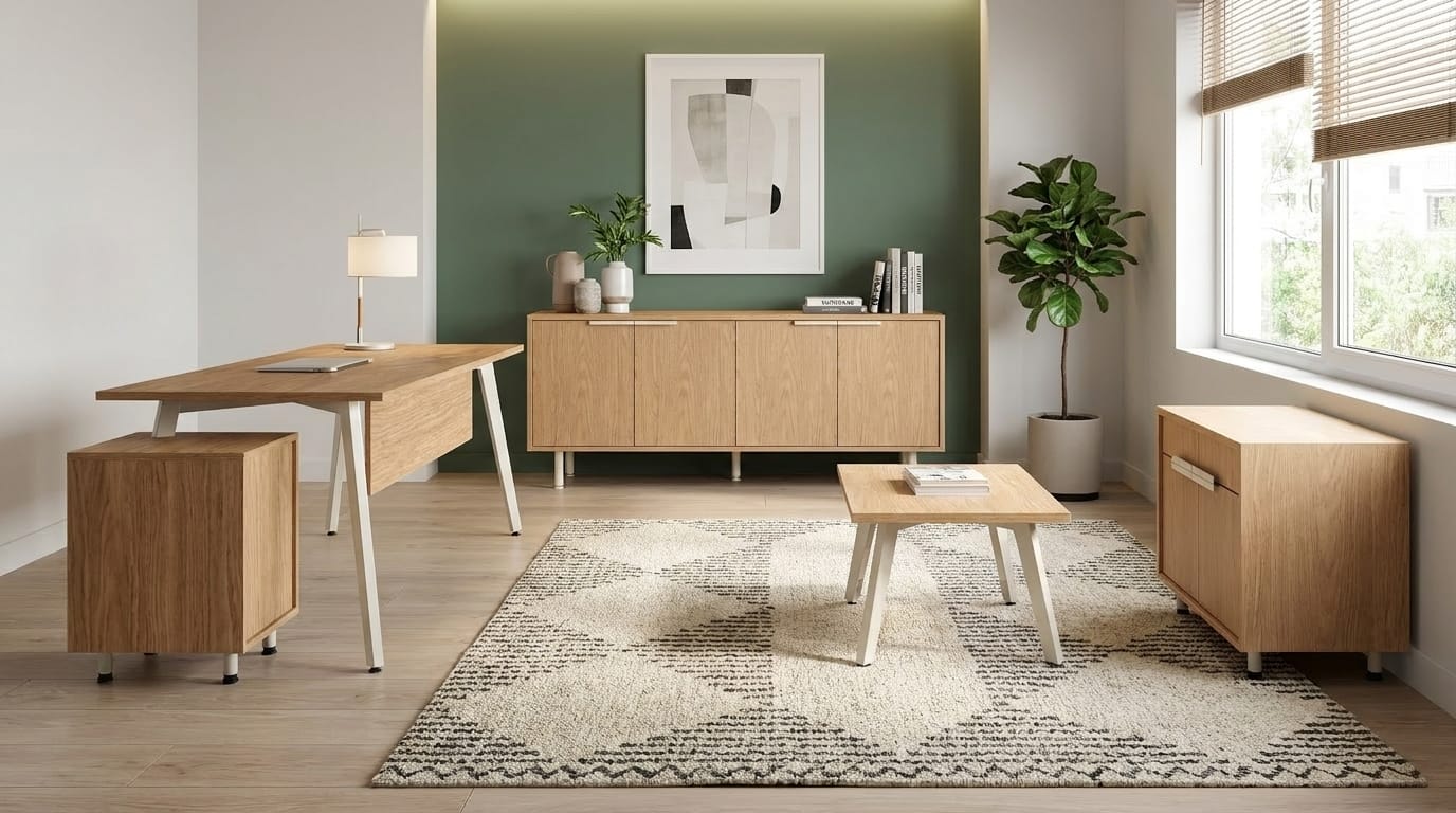 Büro Set Schreibtisch Sideboard 2 Kommoden Couchtisch Modern Möbel