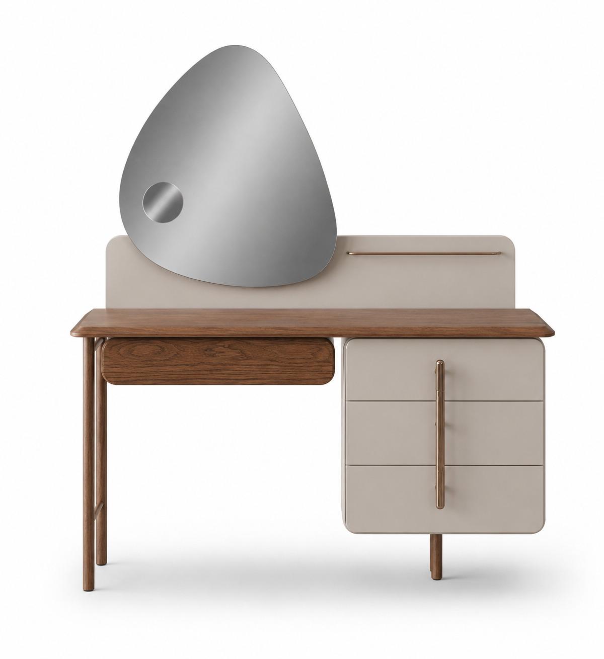 Schminktisch Modern Beige Funktionell Schick Asymmetrisch Kompakt