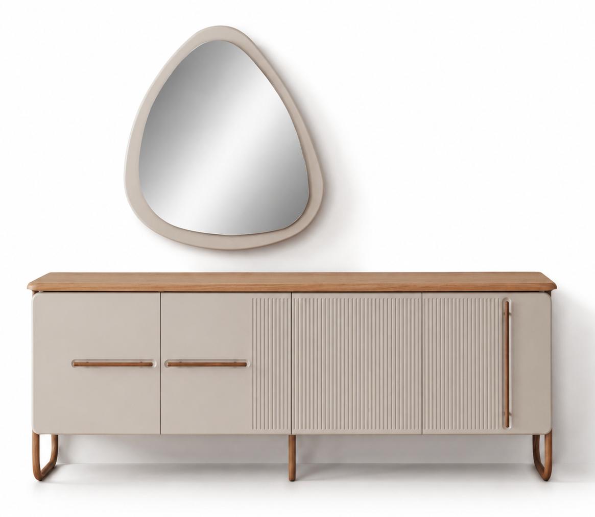 Console Modern Beige Versatile Stylish Spacious Stable Well maintained