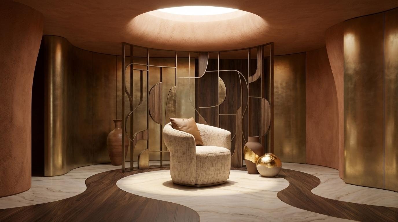 Elegant lounge chair beige with gold base