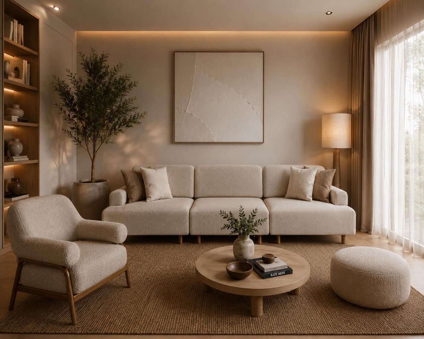 Stylish living set with 3+1 seats and comfortable stool