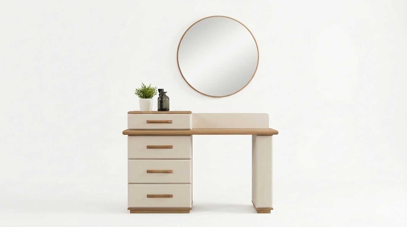 Schminktisch Set Beige Modern Luxus Spiegel Frisiertisch Kosmetik