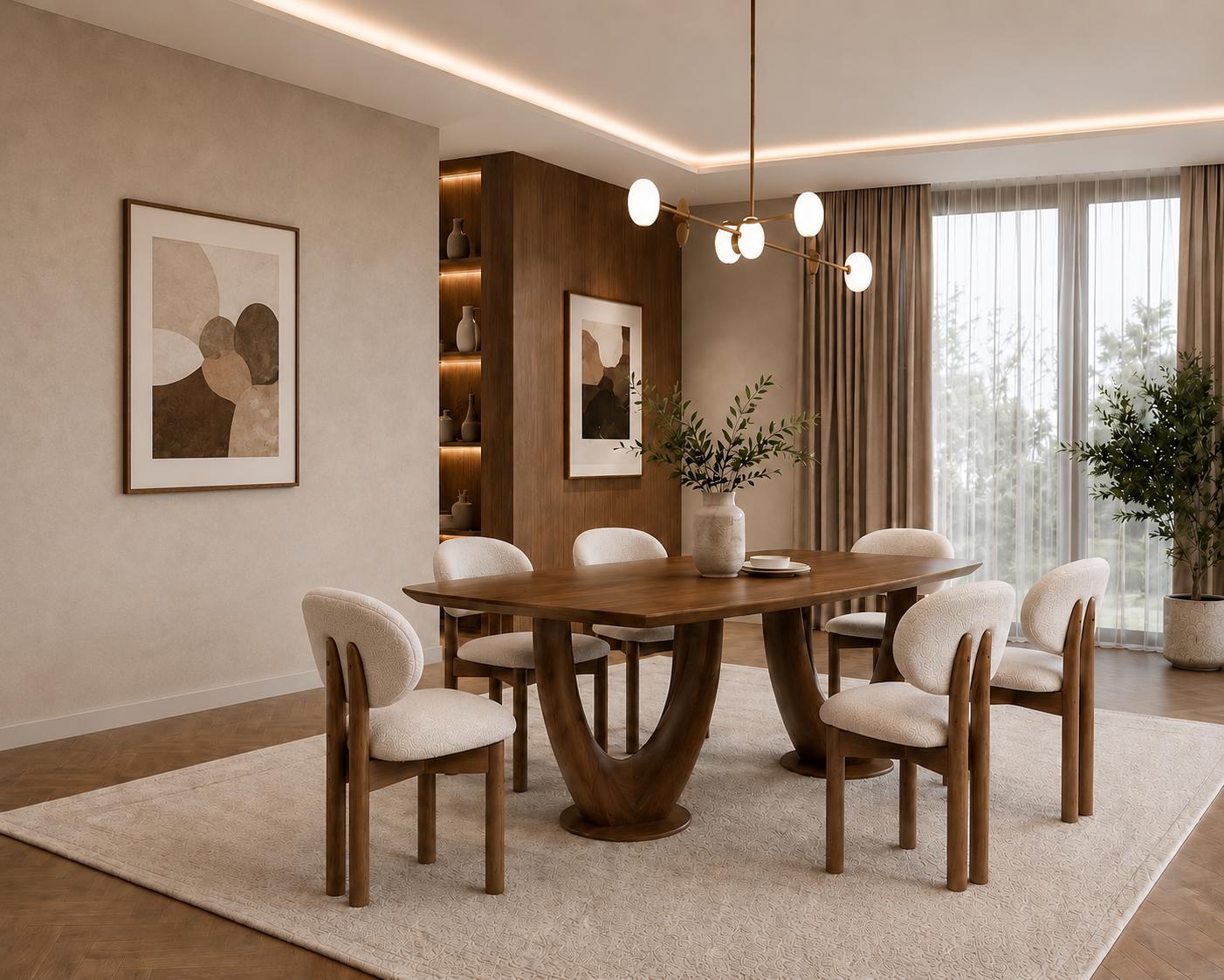 Dining room set with dining table and 6 stylish chairs