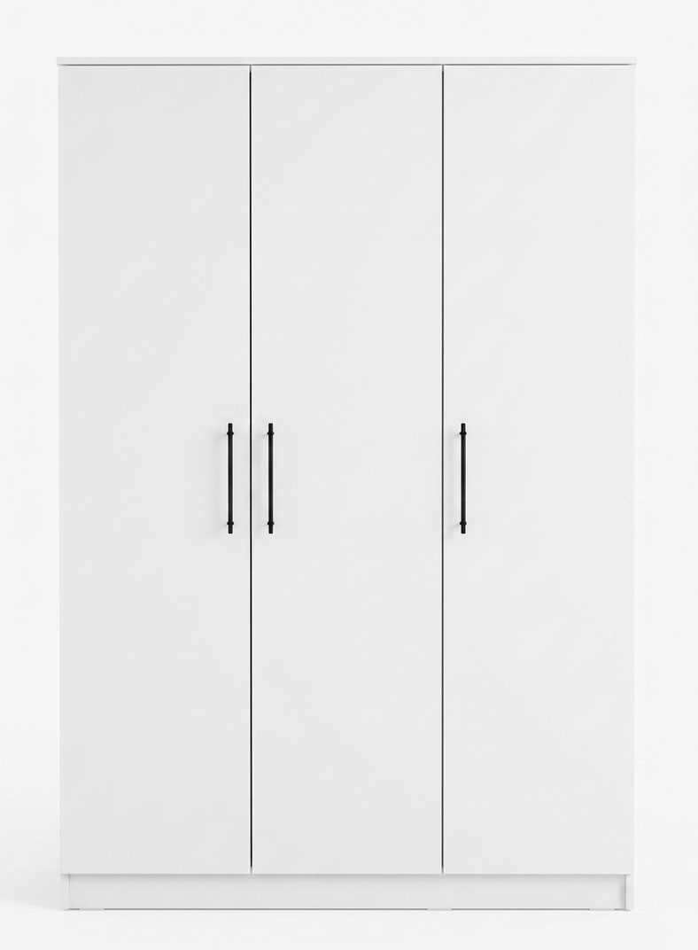 White 3 door wardrobe wooden cupboard modern bedroom furniture