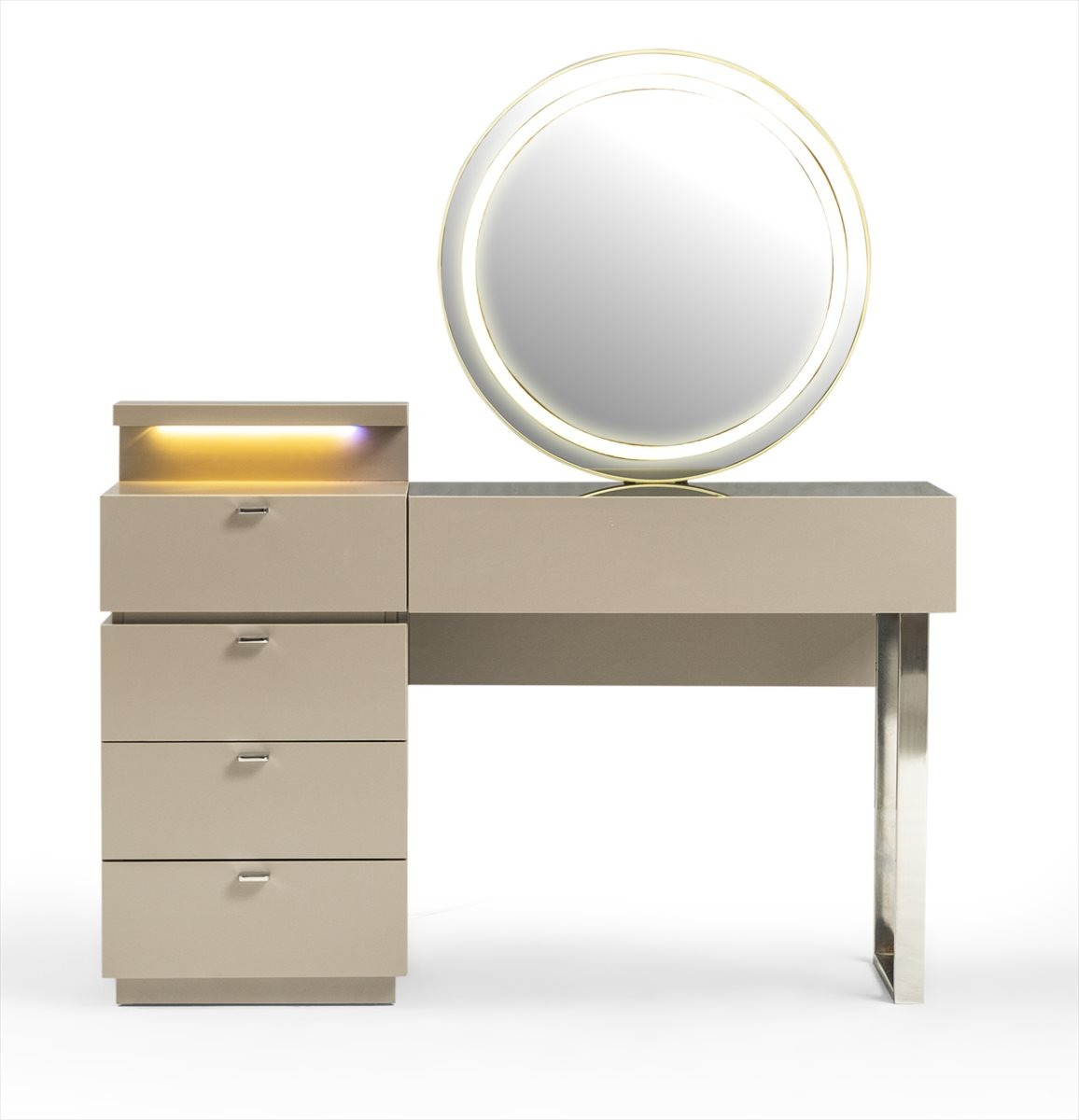 Schminktisch mit Spiegel Beige Moderner Stil Elegant Funktional