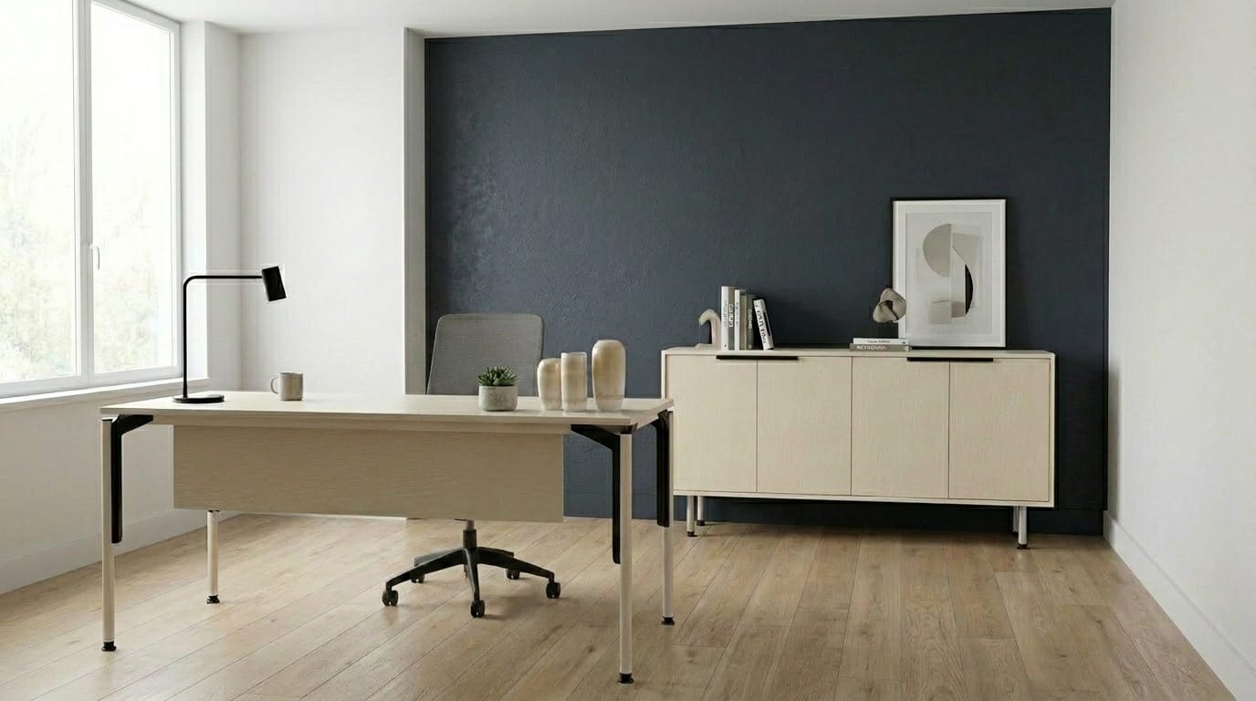 Büro Möbel Set Modern Weiß Holz Schreibtisch Sideboard Möbel