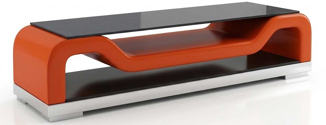 Orange TV Möbel Kunstleder Holz Multimedia Konsole Wohnzimmer Luxus