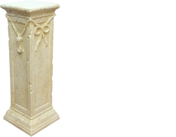 Design floor stand in antique column style with natural obsolescence imitation, 75cm height