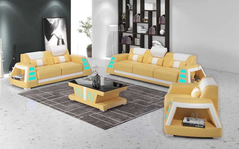 Couch set sofa set leather sofas sofa complete 3-piece yellow set of sofas