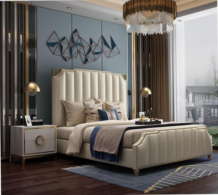 Bed 2x bedside table 3-piece bedroom set design modern luxury furniture