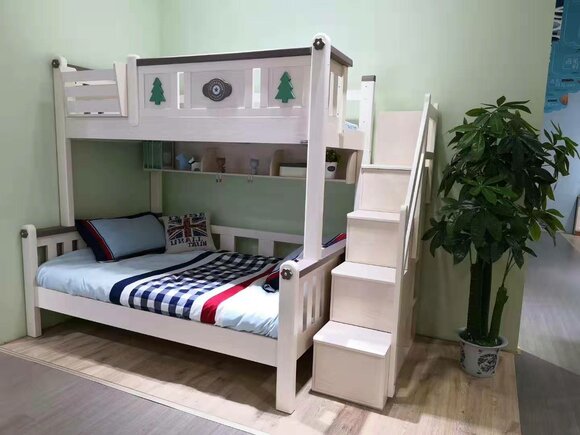 Modern Bunk Beds Children Boy Girl Ladder Wardrobe High Wood Bed