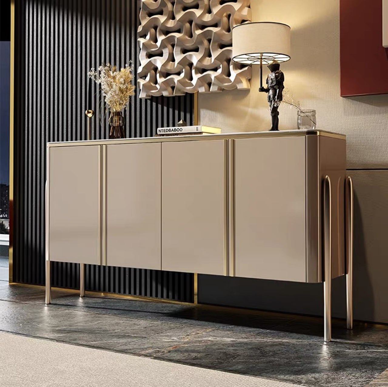 Sideboard Modern Wood Living Room Furniture Cabinet Chest of Drawers Luxury Beige
