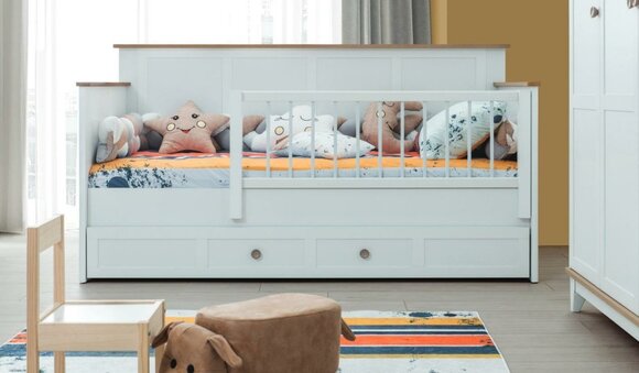 Children\'s bed children\'s playpen bed crib white wooden bed modern
