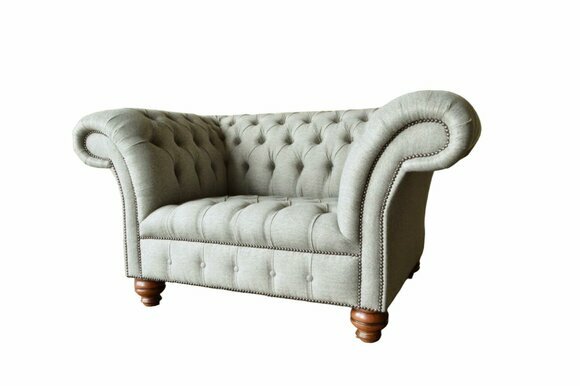 Chesterfield One Seater Sofa Armchair Couch Upholstery Seating Textile Fabric