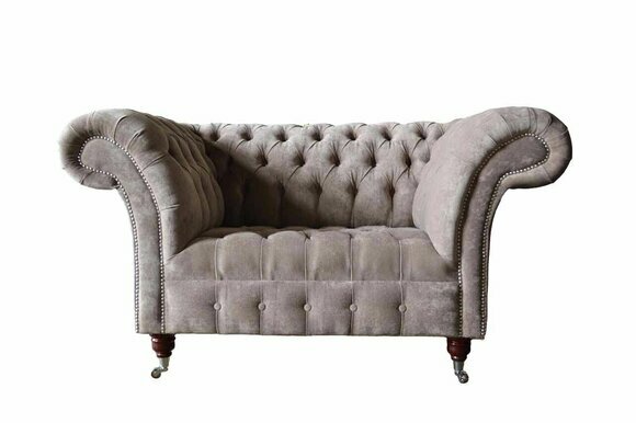 Chesterfield sofa couch 1 seater luxury textile fabric couches upholstery new