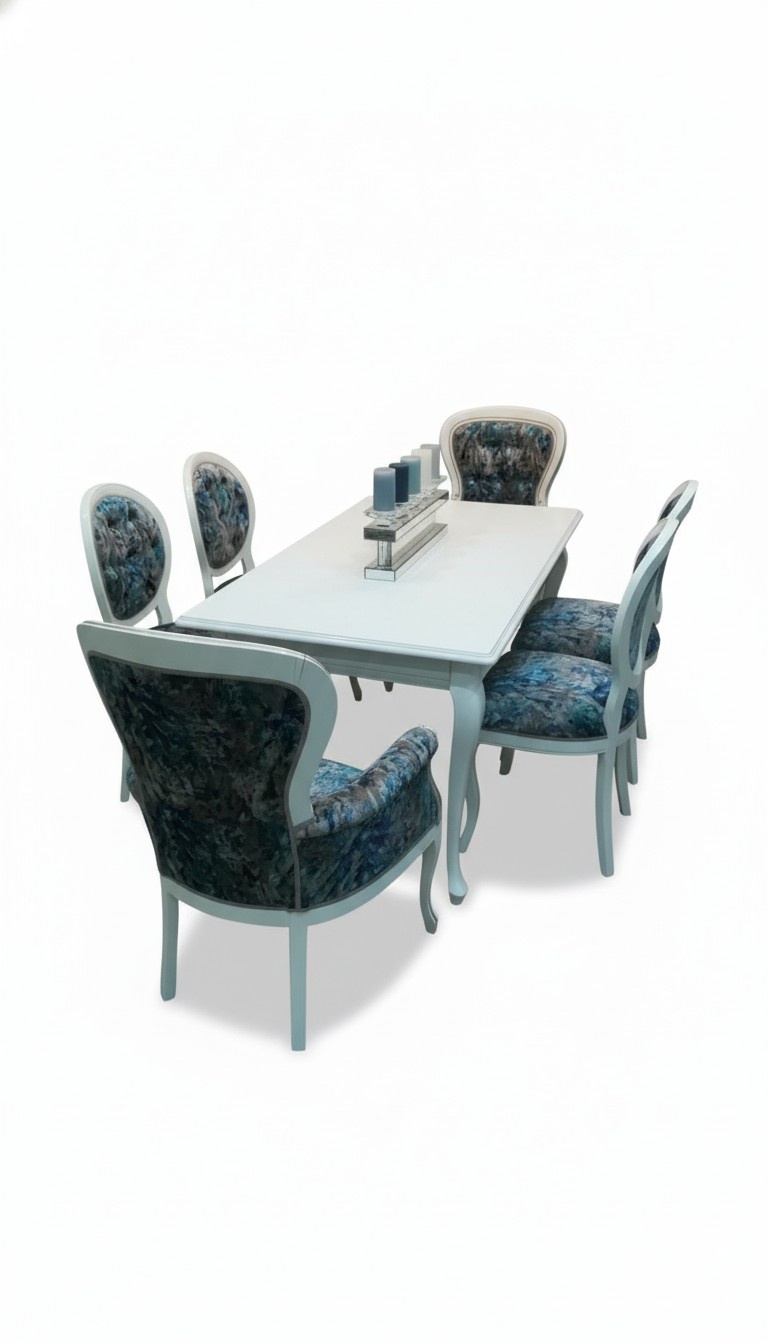Chesterfield 6x set classic style solid woodern chairs soft seats & backrests