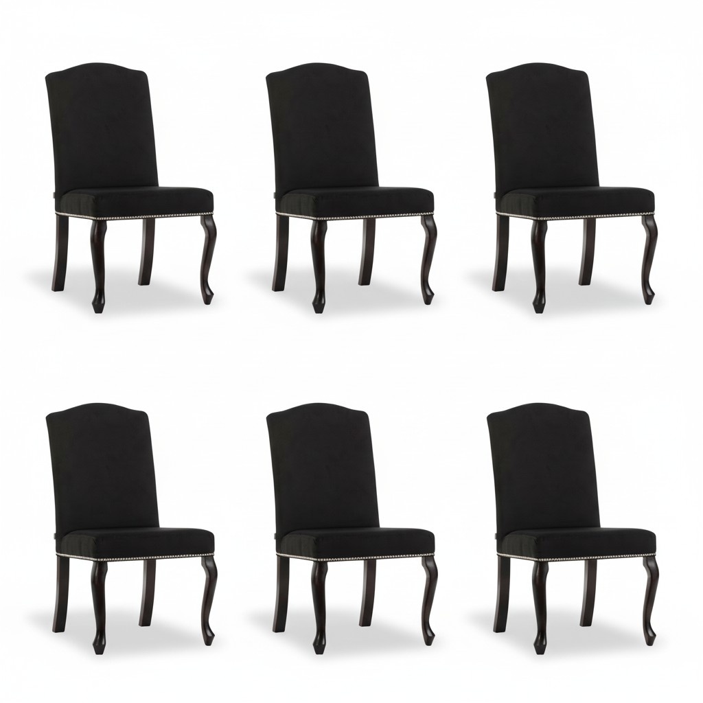 6x Chesterfield design upholstered chair set chairs textile seat complete set
