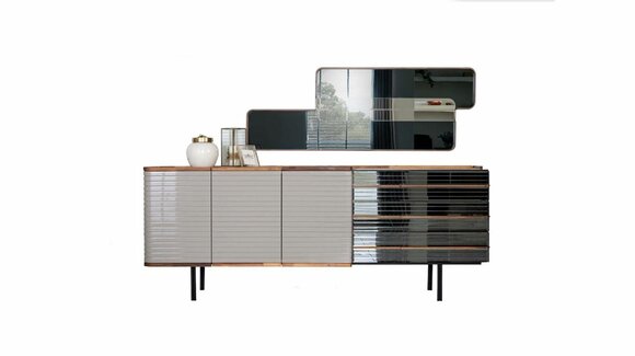 White sideboard with mirror dresser cupboard wooden dining room