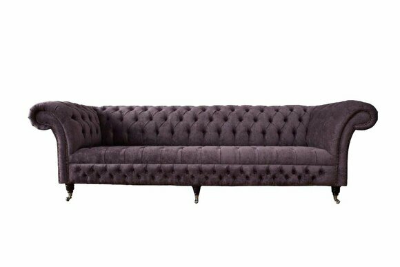 Design sofa 4 seater couch upholstery luxury textile sofas Chesterfield New