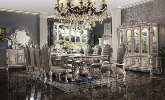 Dining room complete set table sideboard 10x chair set showcase baroque 14 pieces.