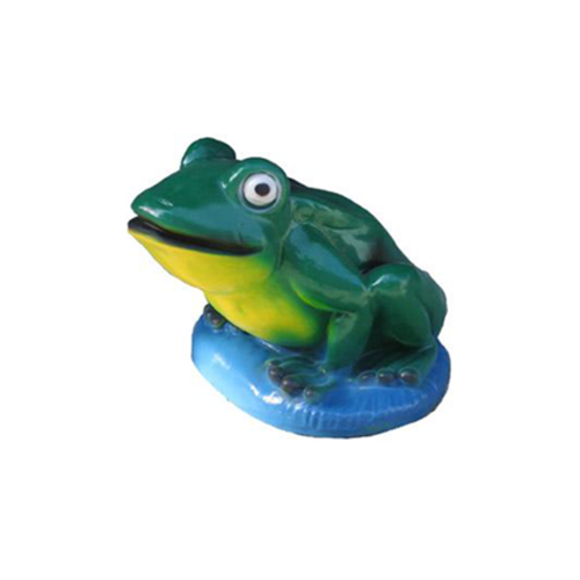 Decorative sculpture designed as a green colored gloss cartoon frog 15cm