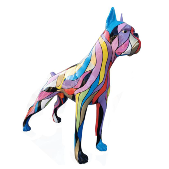 Decorative sculpture designed as multi-colored bulldog figure 173x190cm sizes