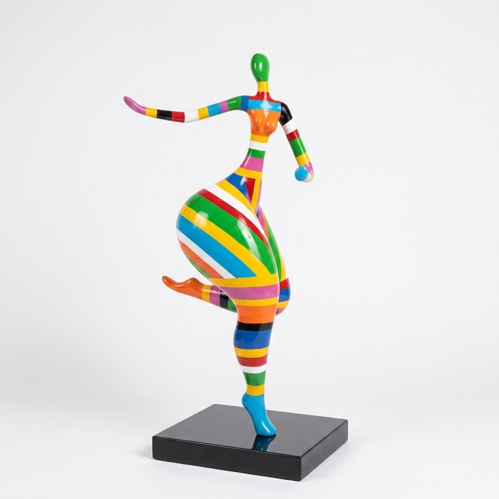 Abstract decorative sculpture in colorful stripes 130cm P162A