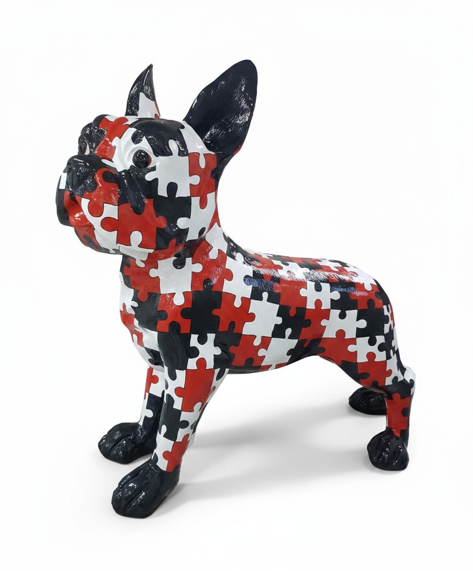 Decorative abstract colored puzzle painted bulldog figure 178cm length P155