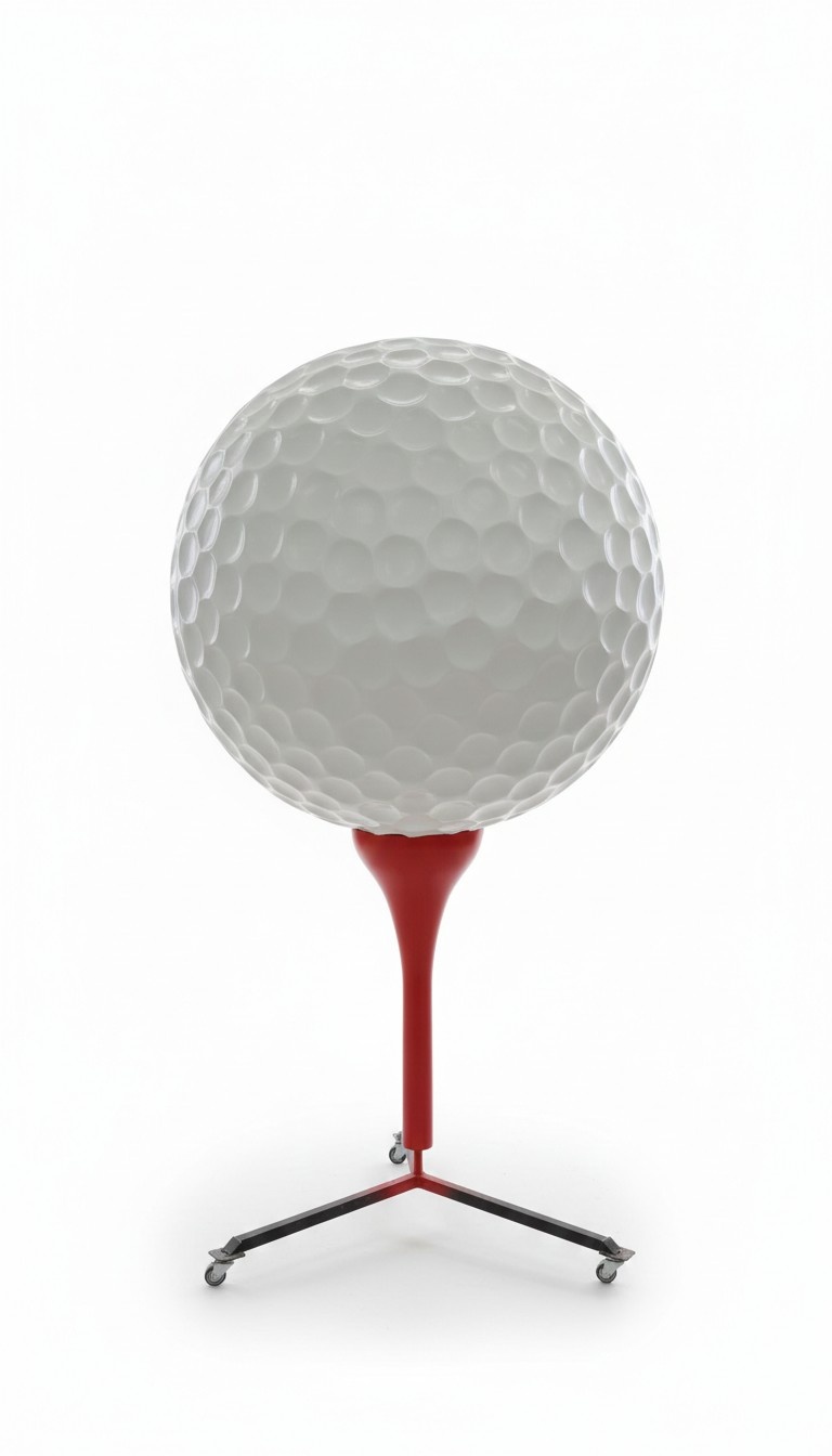 Massive decorative white gloss golf ball figure 120cm height