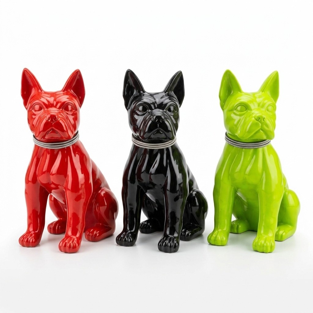 Decorative garden sculpture designed as an original colored dog figure (A527) 1