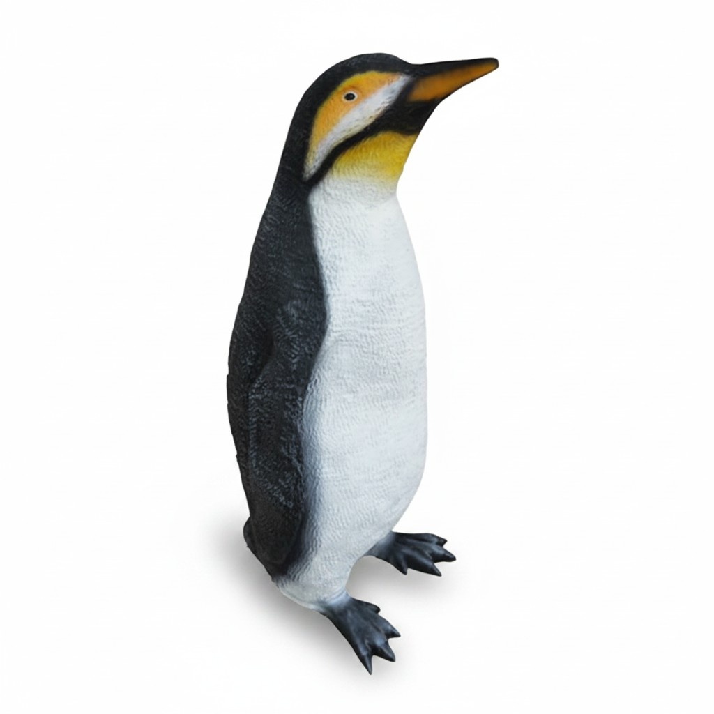 Decorative garden sculpture designed as a standing natural colored penguin 80cm