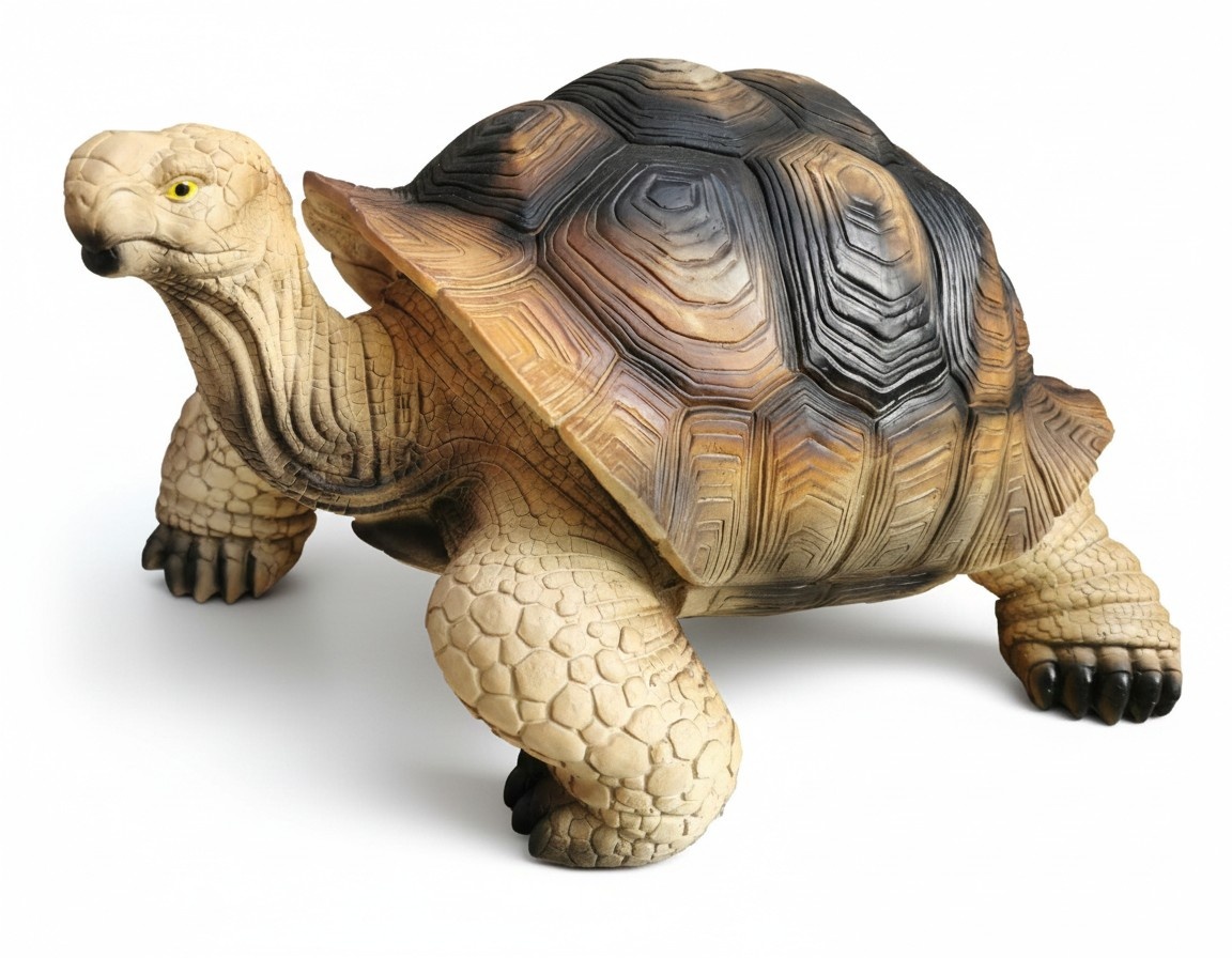 Abstract decorative sculpture designed as an old turtle in natural colored (A782)