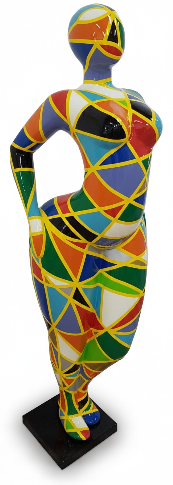 Abstract decorative sculpture designed as a standing figure in colorful patterns 130cm (N113B)