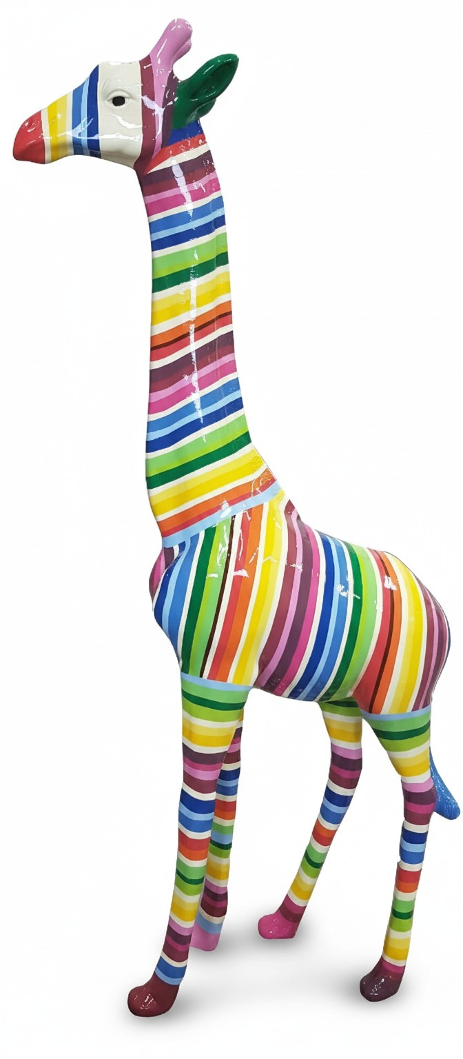 Decorative gloss abstract stripes colored giraffe figure 205cm height (P154)