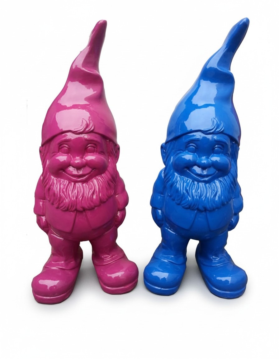 Abstract decorative sculpture designed as a gloss standing colorful dwarf 50cm