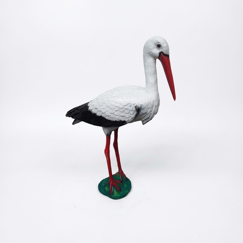 Decorative garden sculpture designed as a natural colored stork bird 75cm