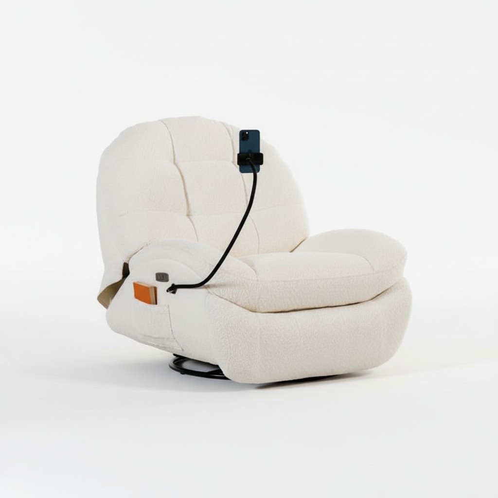 Adjustable Luxury Armchair Relax Lounge Cinema Upholstered Rotatable Recliner Textile